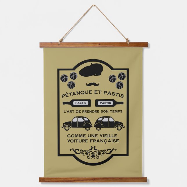 French Pastis Pétanque Hanging Tapestry (Front)