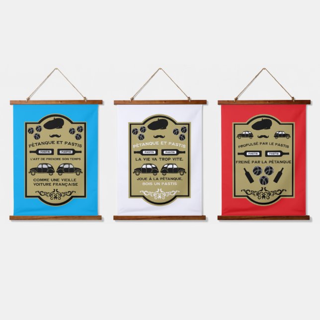 French Pastis Pétanque Hanging Tapestry (Triple)