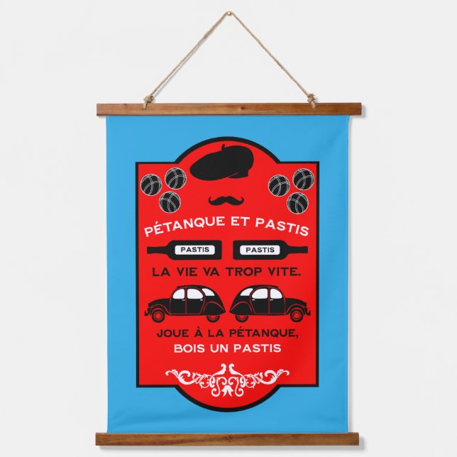 French Pastis Pétanque Hanging Tapestry (Front)