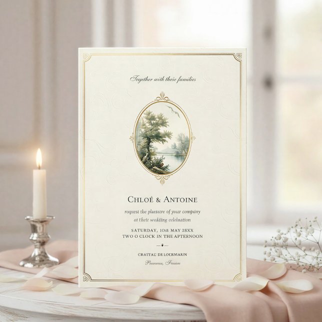 French Pastoral Ivory Wedding Invitation (Creator Uploaded)
