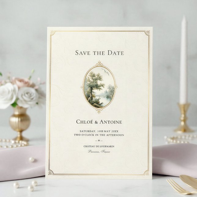 French Pastoral Ivory Wedding Save The Date (Creator Uploaded)