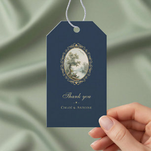 French Pastoral Navy Blue & Gold Wedding Gift Tags