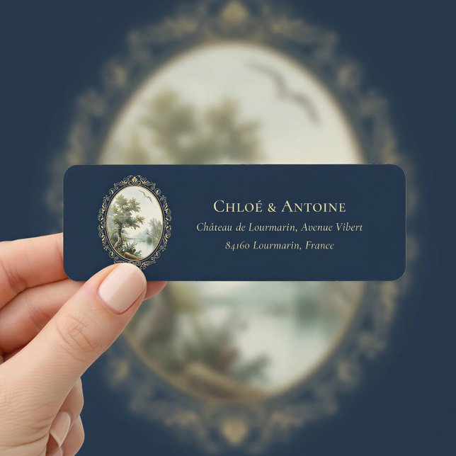 French Pastoral Navy Blue Wedding Return Address (Creator Uploaded)