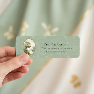 French Pastoral Sage Green Return Address Label