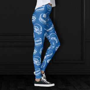 French Pastries Pattern   Classic Blue Sweet Treat Leggings