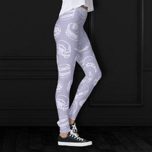 French Pastries Pattern Dusty Lavender Purple Leggings