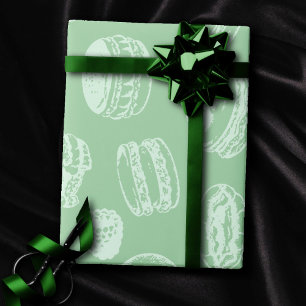 French Pastries Pattern Neo Mint Green Sweets Wrapping Paper