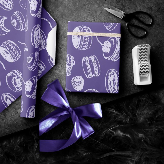 French Pastries Pattern | Violet Lavender Purple Wrapping Paper (Creator Uploaded)
