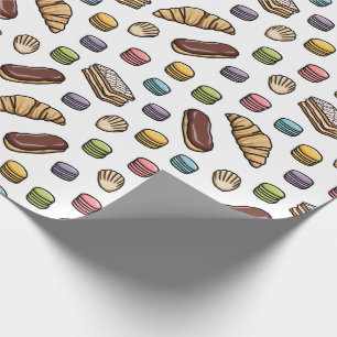 French Pastries Sweet Macaron Pattern Wrapping Paper