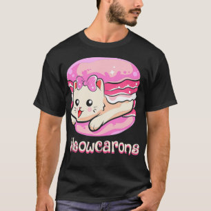 French Pastry Gifts Funny Meow Macaron T-Shirt