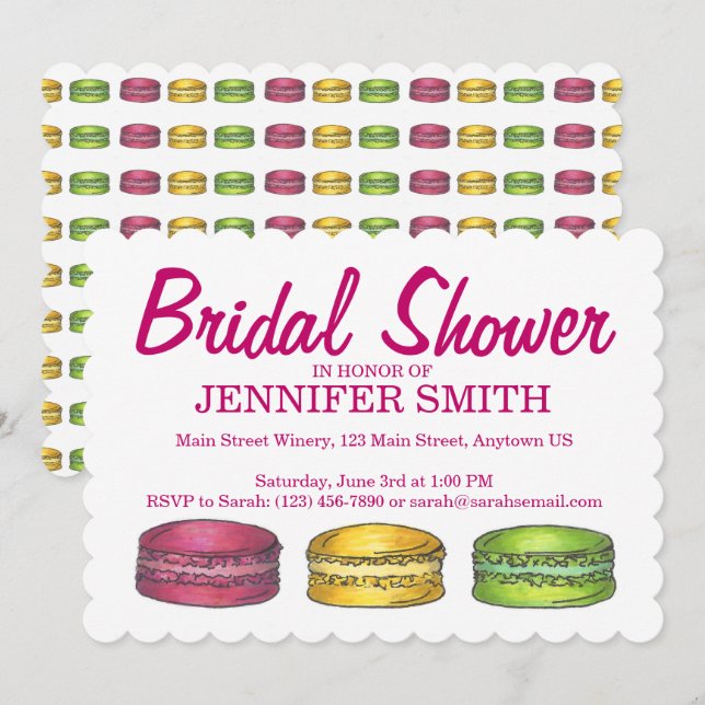 French Pastry Macaron Cookies Bridal Baby Shower Invitation (Front/Back)