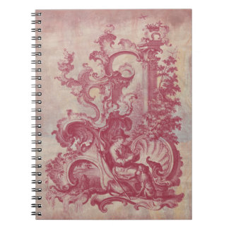 French Patina Vintage Red Toile Pompei Colours Notebook