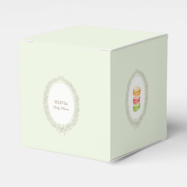 French Patisserie Boulangerie Macarons Mint Green Favour Box (Front Side)