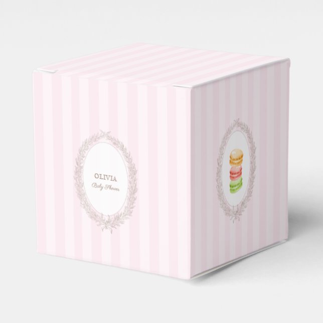 French Patisserie Boulangerie Macarons Pink  Favour Box (Front Side)