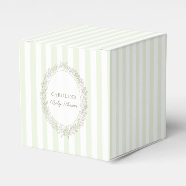 French Patisserie Boulangerie Mint Green Stripe Favour Box (Front Side)