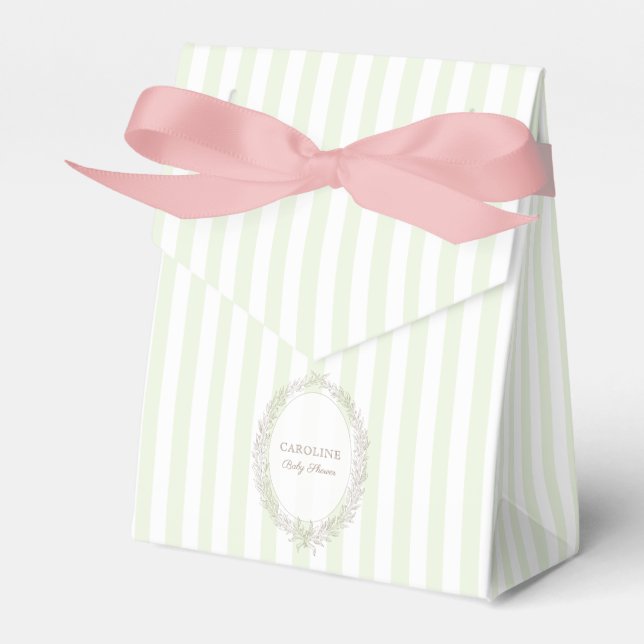 French Patisserie Boulangerie Mint Green Stripe Favour Box (Front Side)