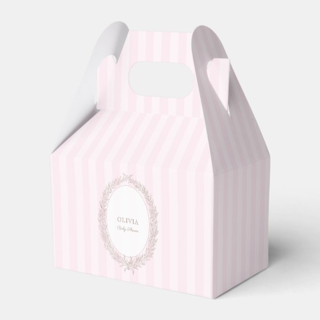  French Patisserie Boulangerie Pink Stripe Favour Box (Front Side)