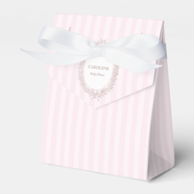French Patisserie Boulangerie Pink Stripe  Favour Box (Front Side)