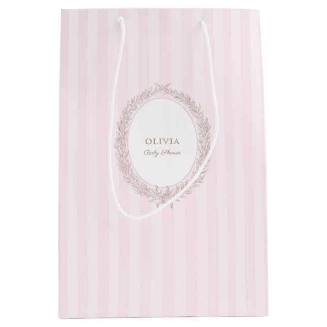 French Patisserie Boulangerie Pink Stripe Gift Bag (Front)