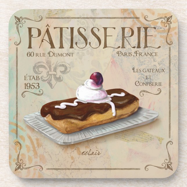 French Patisserie Coaster Chocolate eclairs (Front)