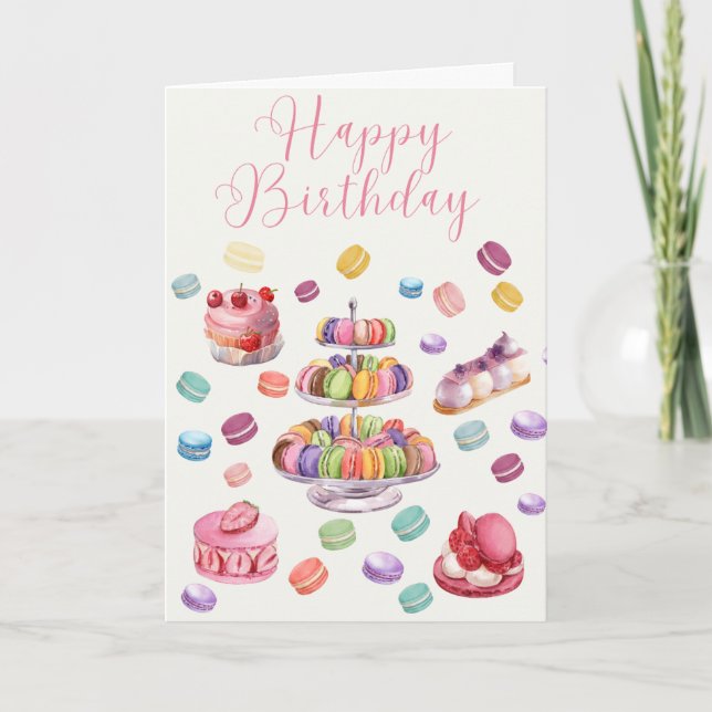 French Patisserie Illustrated Birthday Card (Front)