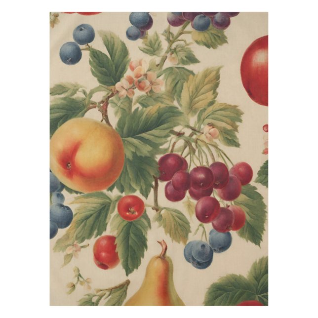 French Peach, Cherries, Blueberries, Pears, Apples Tablecloth (Front)