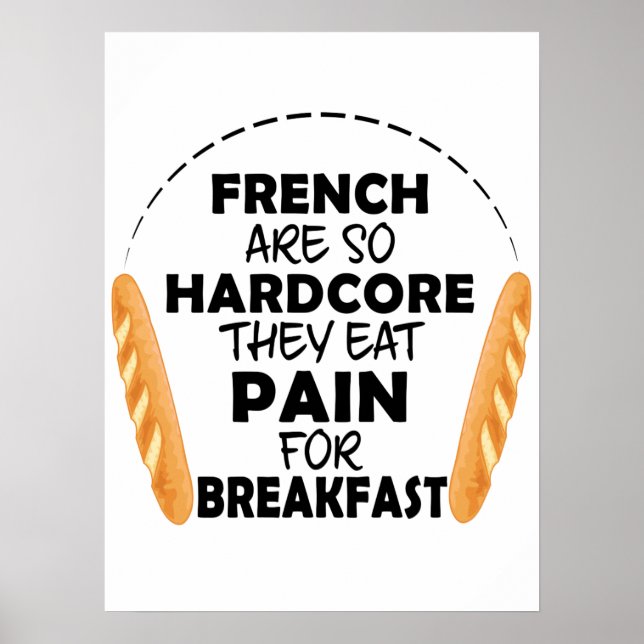 French People Eat Pain For Breakfast Funny Bread Poster (Front)