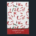 French Personalised Watercolor Red & Green Chilli Tea Towel<br><div class="desc">Personalised Handpainted watercolor of red & green chillies  with French text reading les piments ,  the chillies .</div>