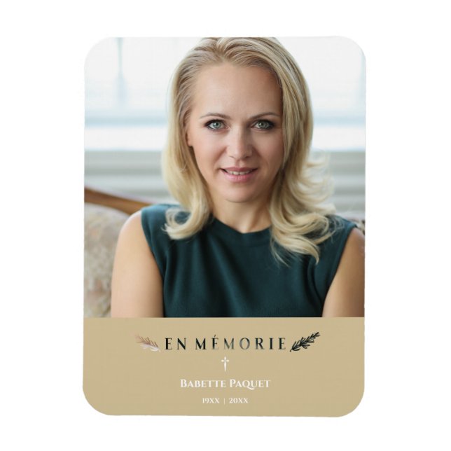 French Photo Minimalist Memorial Loved Ones Golden Magnet (Vertical)