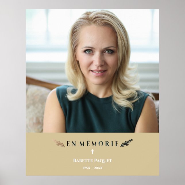 French Photo Minimalist Memorial Loved Ones Golden Poster (Front)