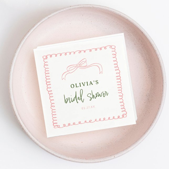 French Pink and Green Colourful Bridal Shower Napkin (Creator Uploaded)