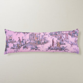 French Pink Toile de Jouy Chinoiserie Style Rustic Body Cushion