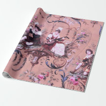 French Pink Toile Victorian Style Floral Decoupage