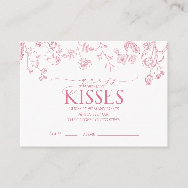 French Pink Victorian Floral Bridal Shower Game Enclosure Card (Front)