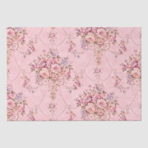 French Pink Victorian Style Floral Decoupage  Tissue Paper
