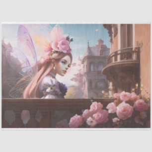 French Pink Watercolor Flower Fairy Tissue Paper