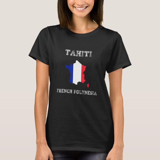 French Polynesia Distressed Flag Tahiti Pride T-Shirt (Front)