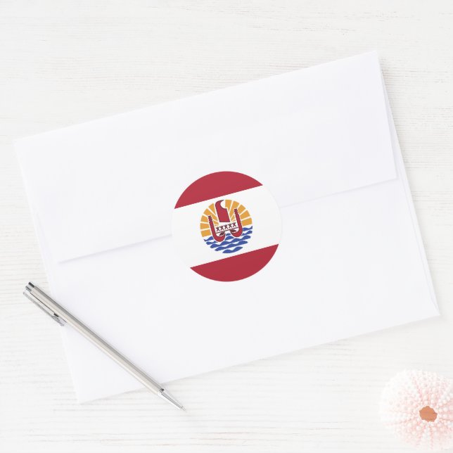 French Polynesia flag Classic Round Sticker (Envelope)