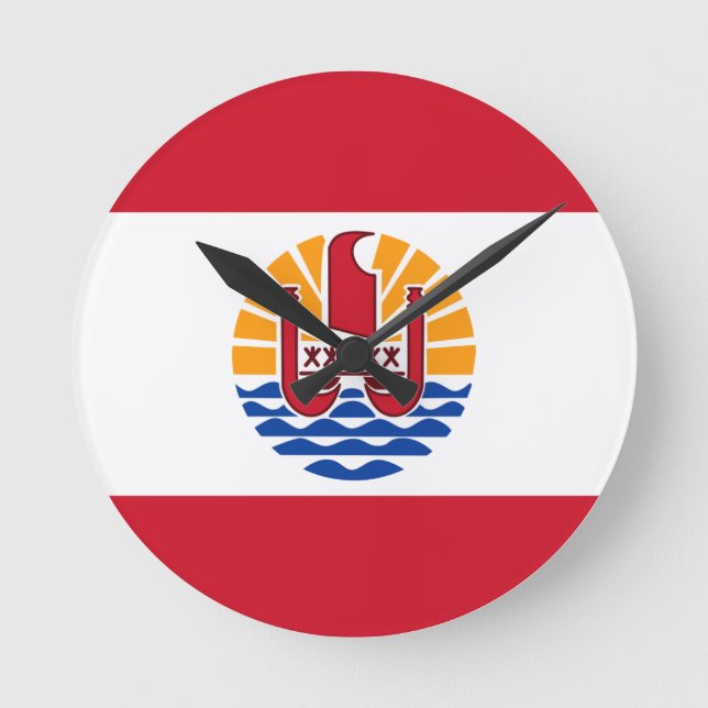 French Polynesia Flag, Drapeau Polynésie Française Round Clock (Front)