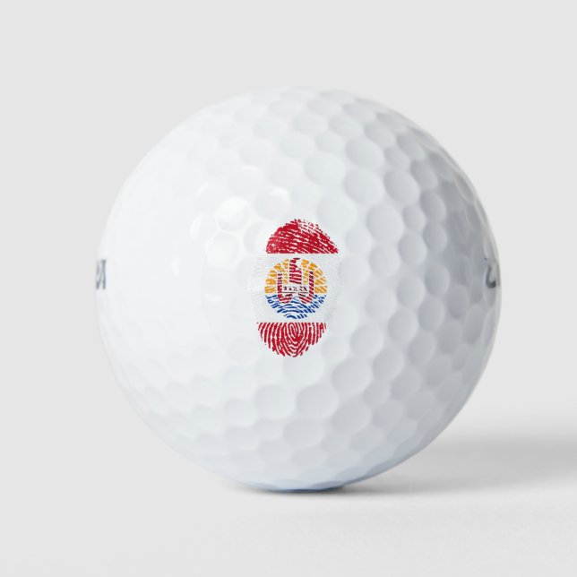 French Polynesia Flag Fingerprint Country Golf Balls (Front)