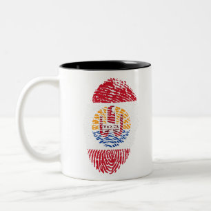 French Polynesia Flag Fingerprint Country Two-Tone Coffee Mug