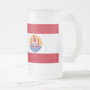 French Polynesia Flag Frosted Glass Beer Mug