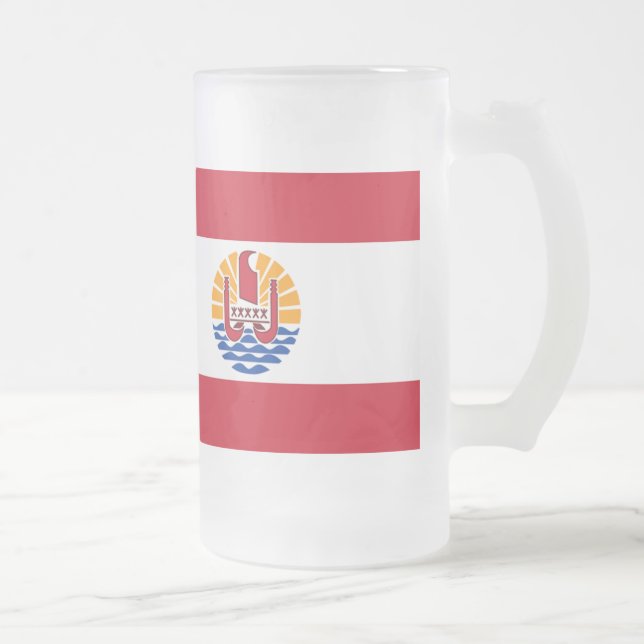 French Polynesia Flag Frosted Glass Beer Mug (Right)