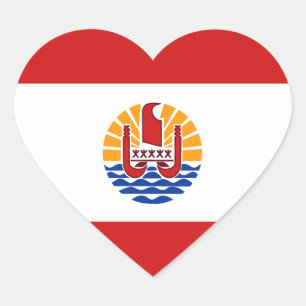 French Polynesia Flag Heart Sticker