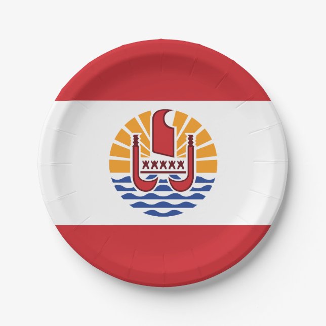 French Polynesia Flag Paper Plate (Front)
