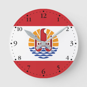 French Polynesia Flag Round Clock