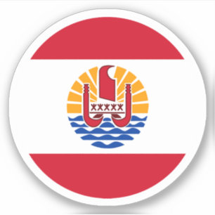 French Polynesia Flag Round Sticker