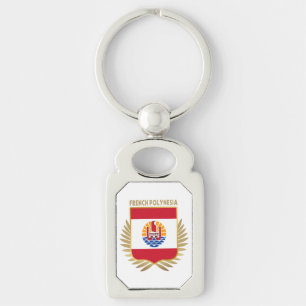 French Polynesia Flag Shield Key Ring