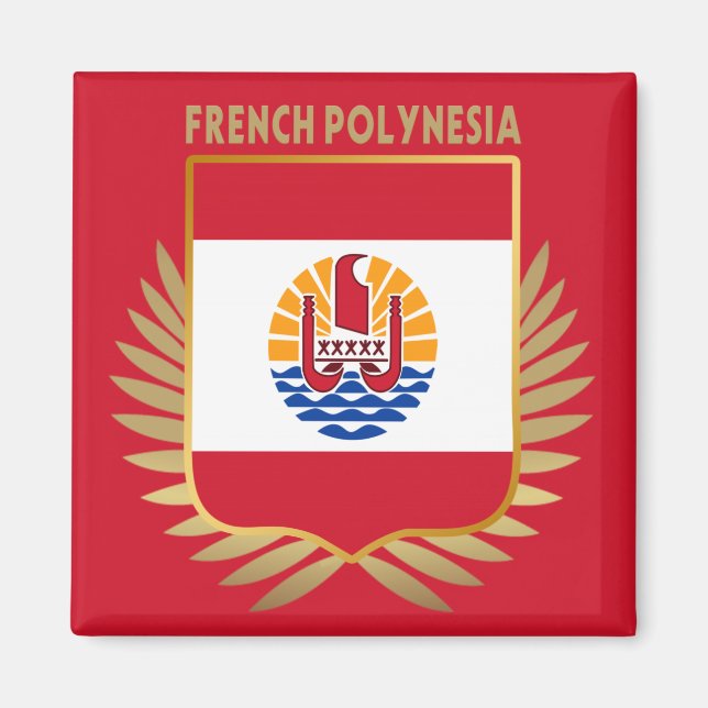 French Polynesia Flag Shield Magnet (Front)