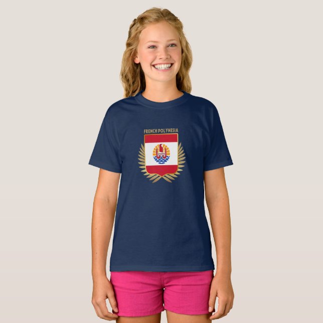 French Polynesia Flag Shield T-Shirt (Front Full)